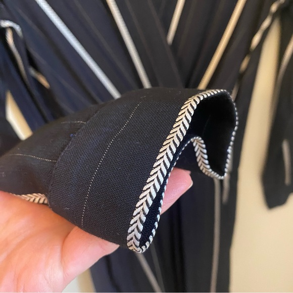 MAJE Panti V-neck Pinstriped Woven Jumpsuit In Marine Size 36 or Small - Picture 10 of 15